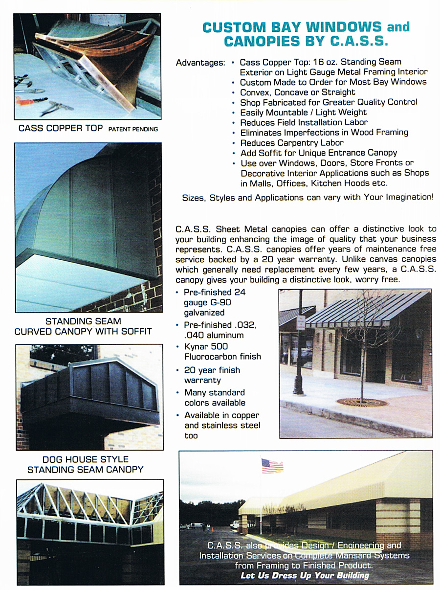 CASS-Prefab-Metal-Canopies fabricated by CASS Sheetmetal Detroit MI