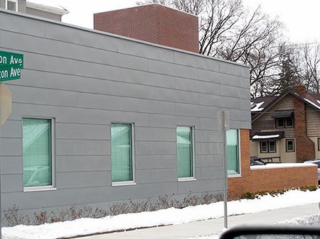 Zinc Siding Panels for Warehouse building installation by CASS Sheetmetal Detroit MI